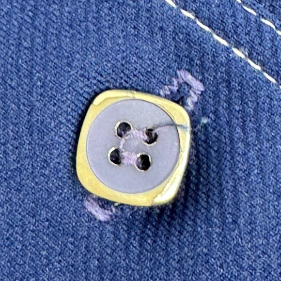 Vintage 70s Mens Button V-Neck Vest Navy White Contrast Stitching Mod Groovy - Picture 8 of 8